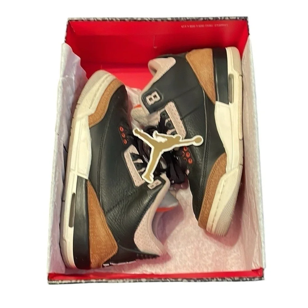 Nike Boy's Air Jordan 3 Retro (GS) Black/Rush Orange - Fossil Stone Size 5Y‎